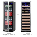 KingsBottle KBU170BW2 72" Large Wine And Beverage Cooler Drinks Combo With Clear Door